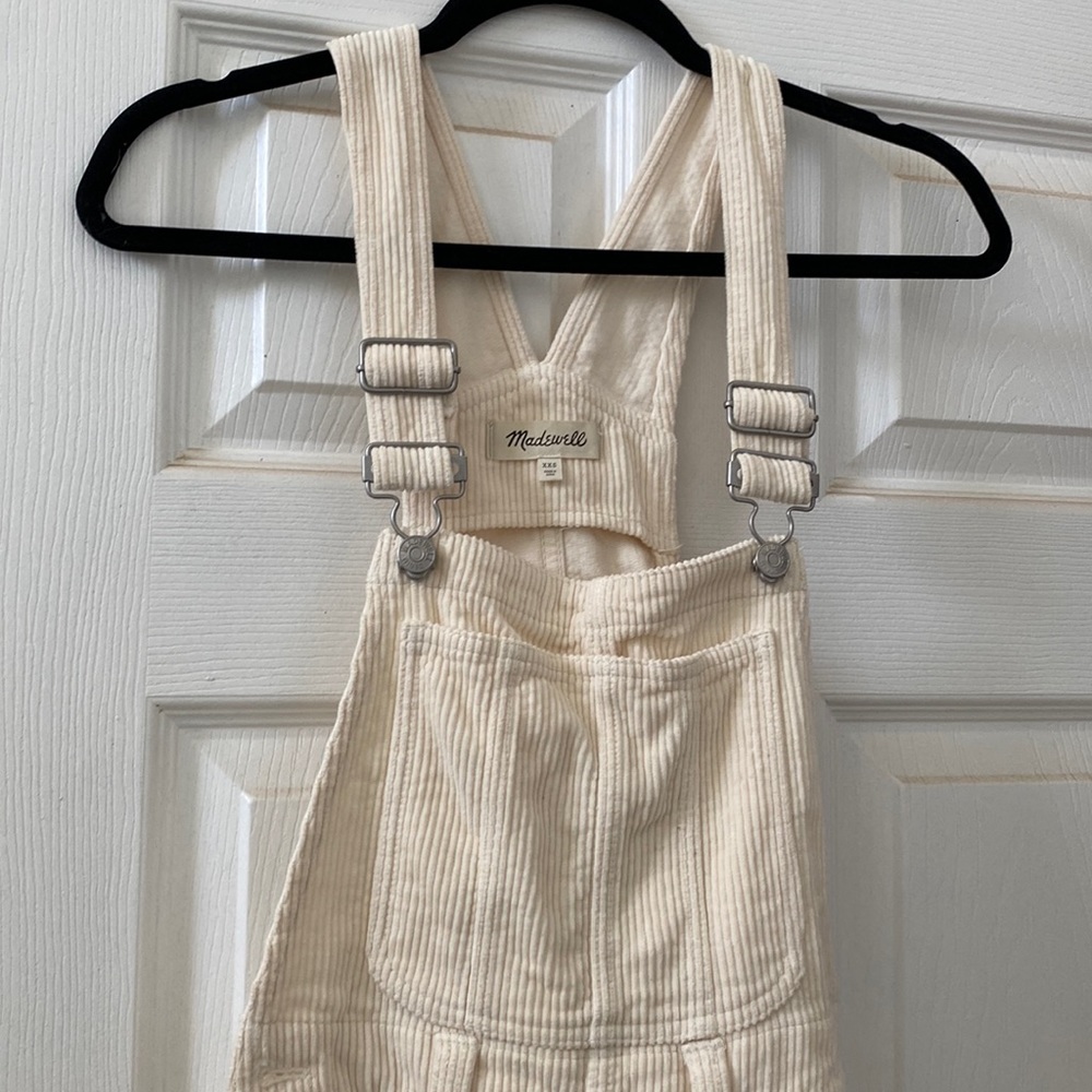 Madewell corduroy straight leg cream overalls. Size XXS.